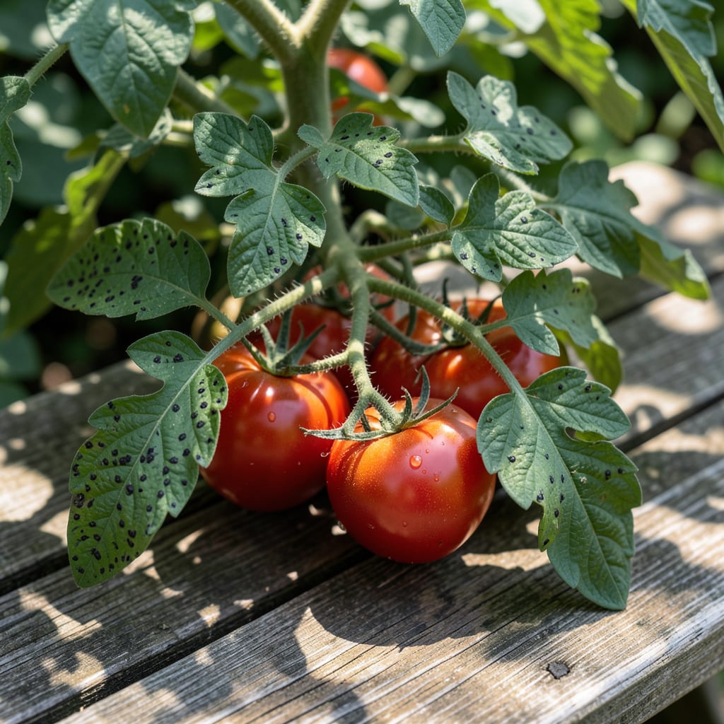 Tiny Black Spots On Tomato Leaves: Fungal Issues And Cure Methods example with annotations