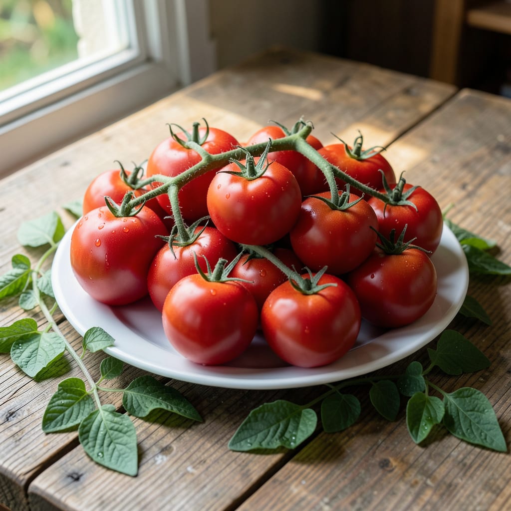 tiny black spots on tomato stems illustration with key details