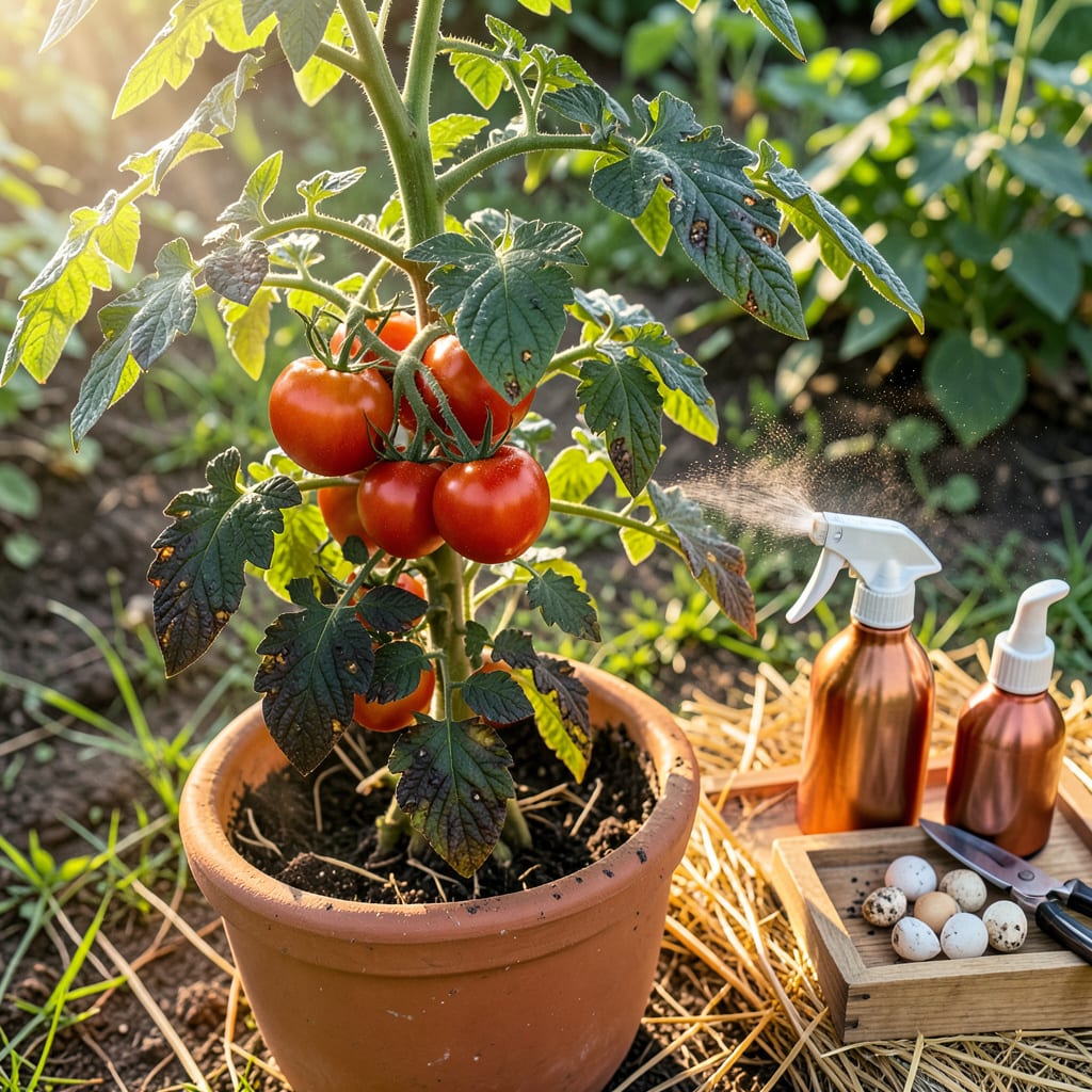 Tomato Plant Black Leaves: Quick Fixes to Save Your Crop example with annotations