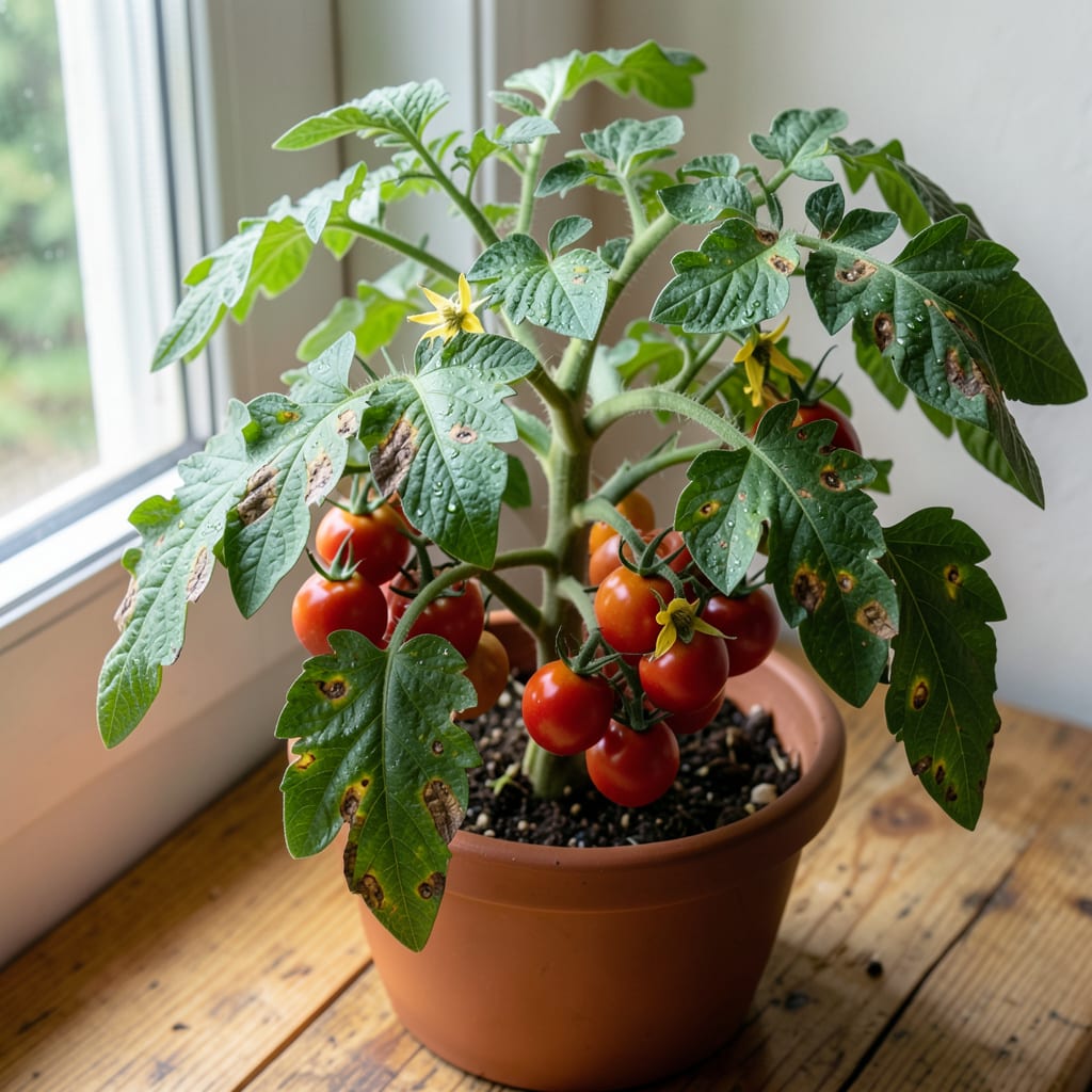 Tomato Plant Has Brown Spots on Leaves: Visual Diagnosis and Targeted Fixes example with annotations