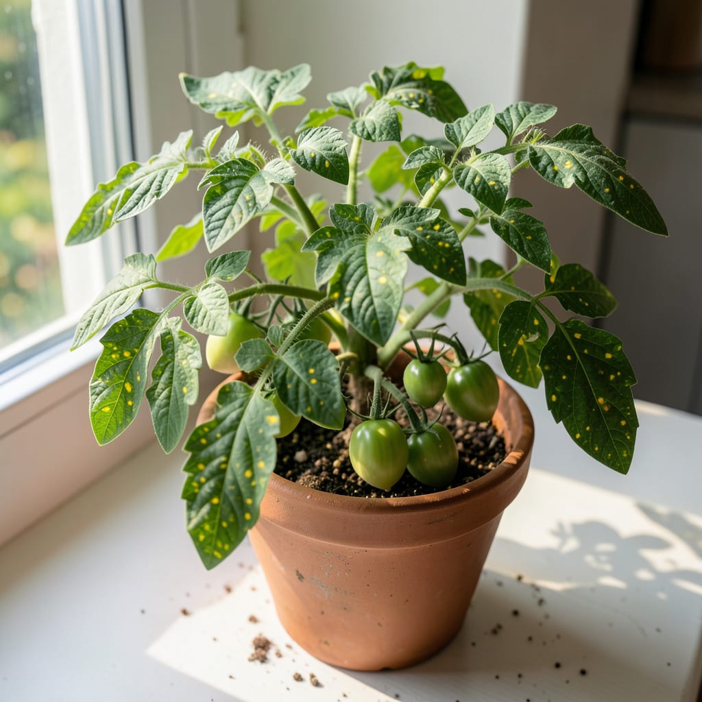 Visual representation of Tomato Plant Has Yellow Spots on Leaves: Nutrient Check and Soil pH Balance