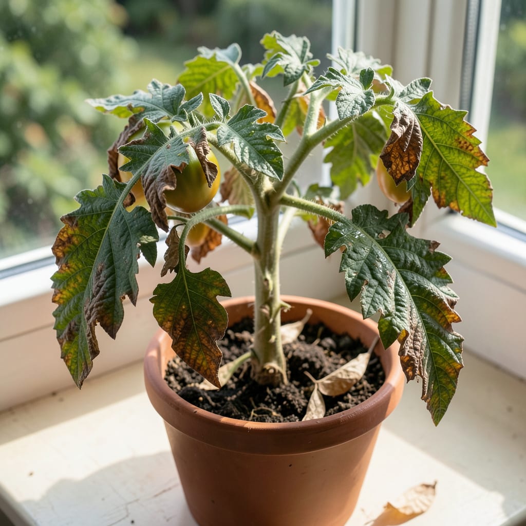 tomato plant leaves turning brown and curling detailed visual guide
