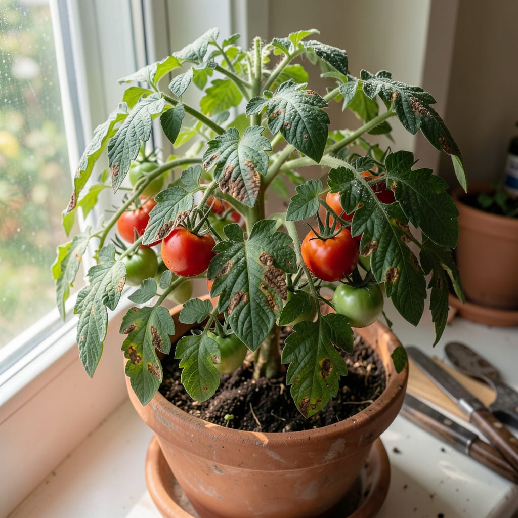 Tomato Plants Brown Spots: Visual Diagnosis and Rapid Treatment Plan example with annotations