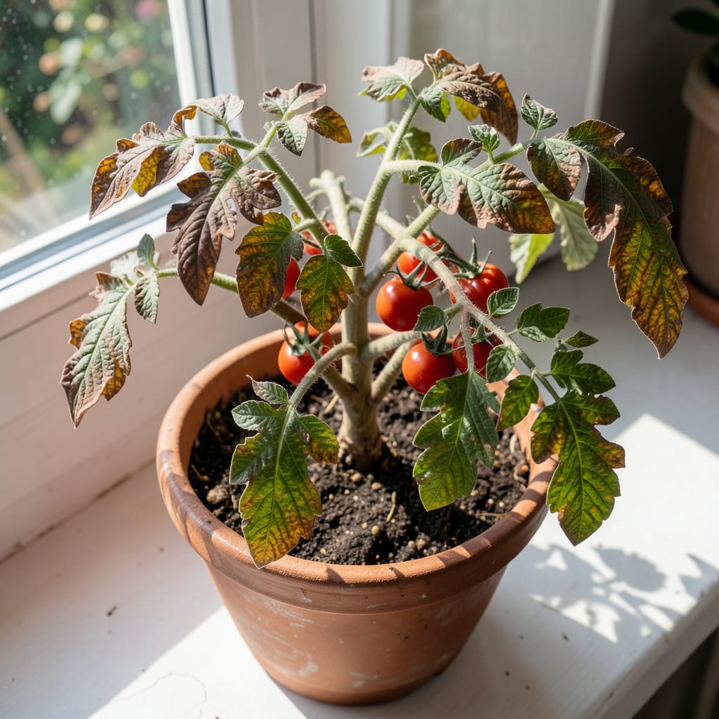 Tomato Plants Leaves Turning Brown: Early Symptoms And Plant Rescue Plan illustration with key details