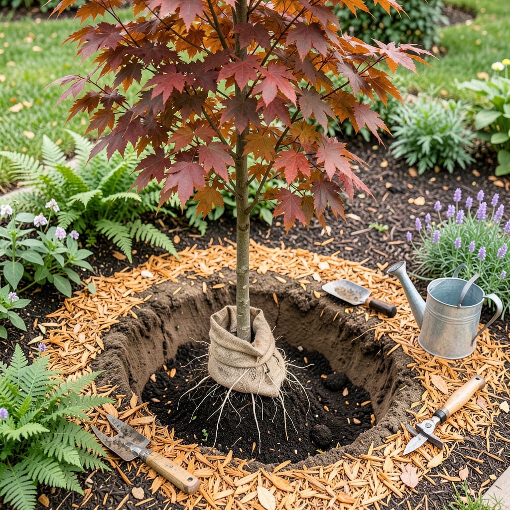 Transplanting a Maple Tree: Step by Step for Thriving Roots and Foliage example with annotations