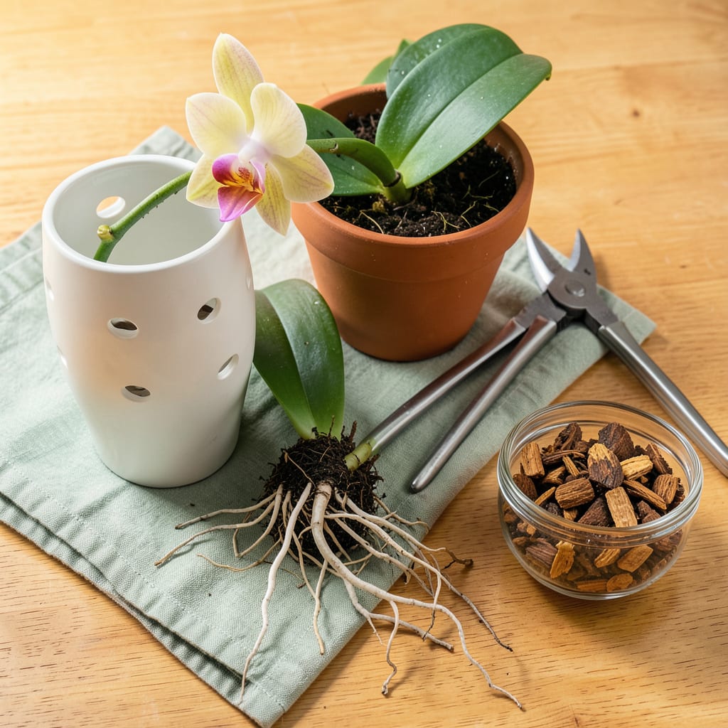 Comprehensive Transplanting an Orchid: Step by Step Guide to a Bigger Pot Without Shock visual reference