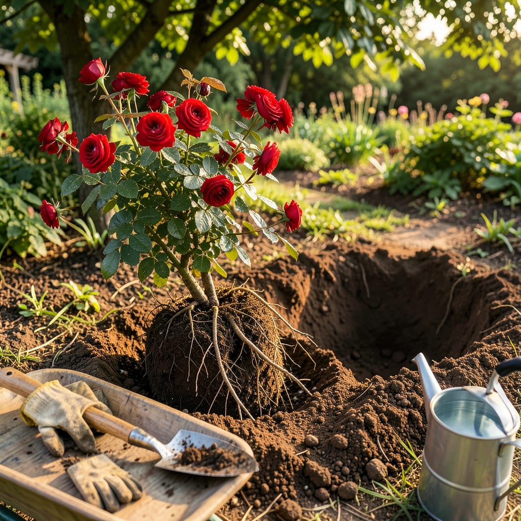 Transplanting Roses: The Foolproof Guide to Thriving Blooms example with annotations