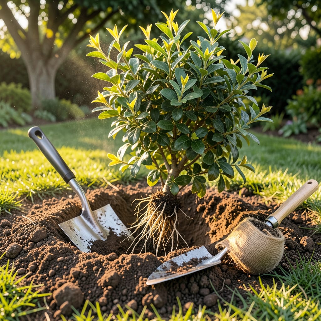 Transplanting Shrubs: The Foolproof Guide for Thriving Roots and Blooms example with annotations