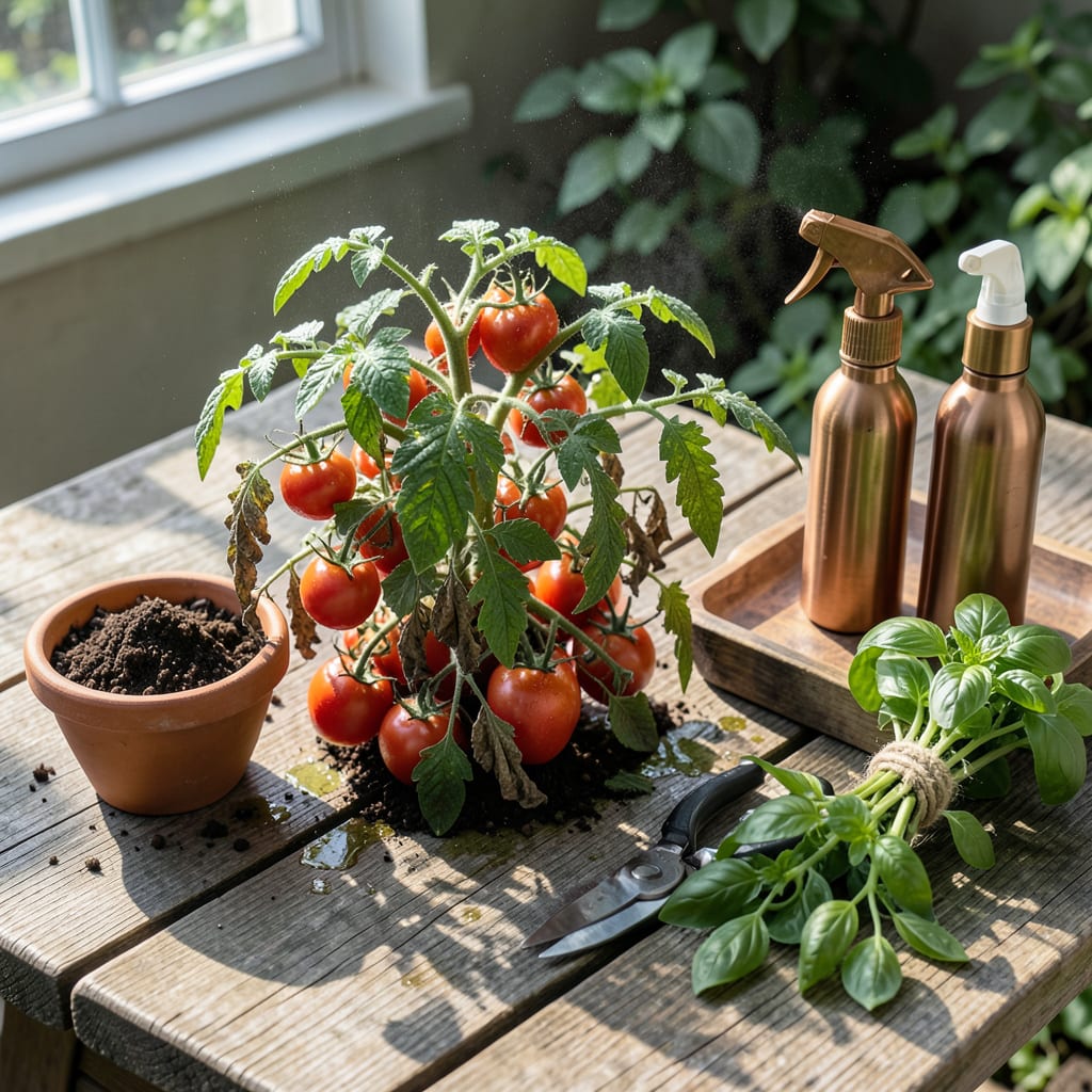 Comprehensive treating diseased tomato plants visual reference