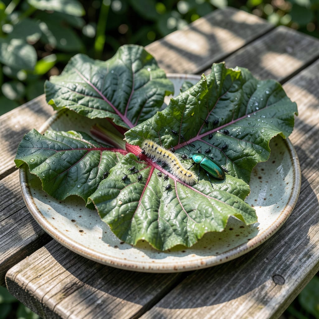 what bugs eat rhubarb leaves detailed visual guide