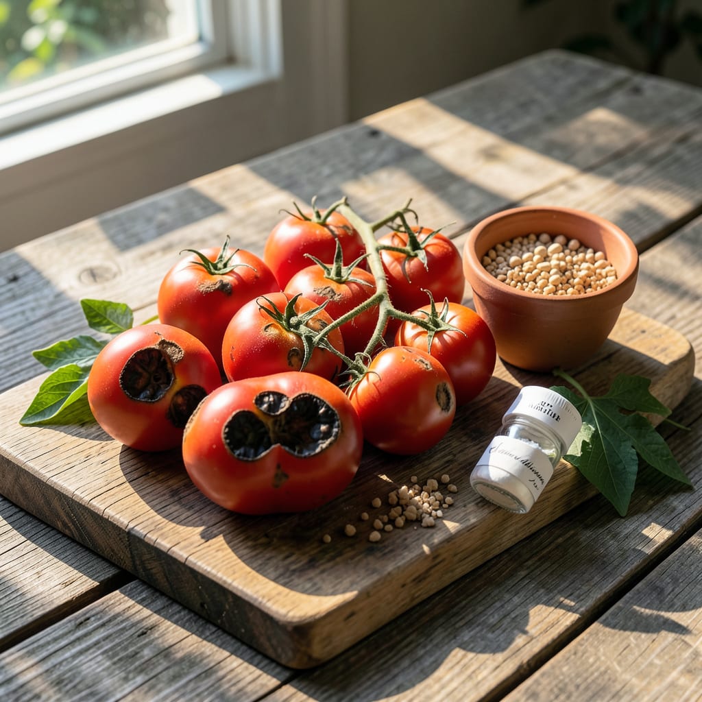 Visual representation of what causes blossom rot on tomatoes