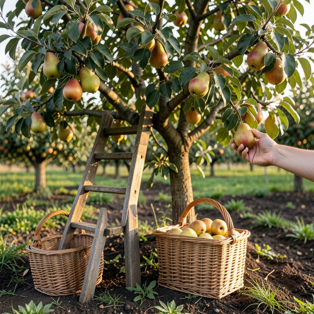 When Are Pears Harvested: Seasonal Guide for Perfect Ripeness example with annotations