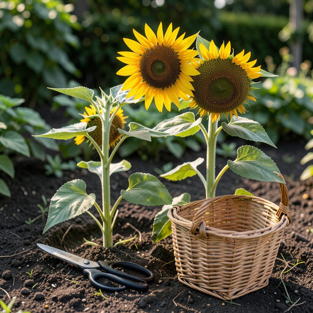 When Are Sunflower Seeds Ready to Harvest: Back of Head Color Change Method example with annotations