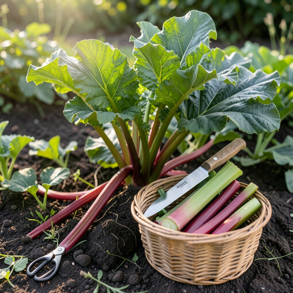 When Is Rhubarb Ready to Be Picked: Leaf Size and Stem Firmness Indicators detailed visual guide