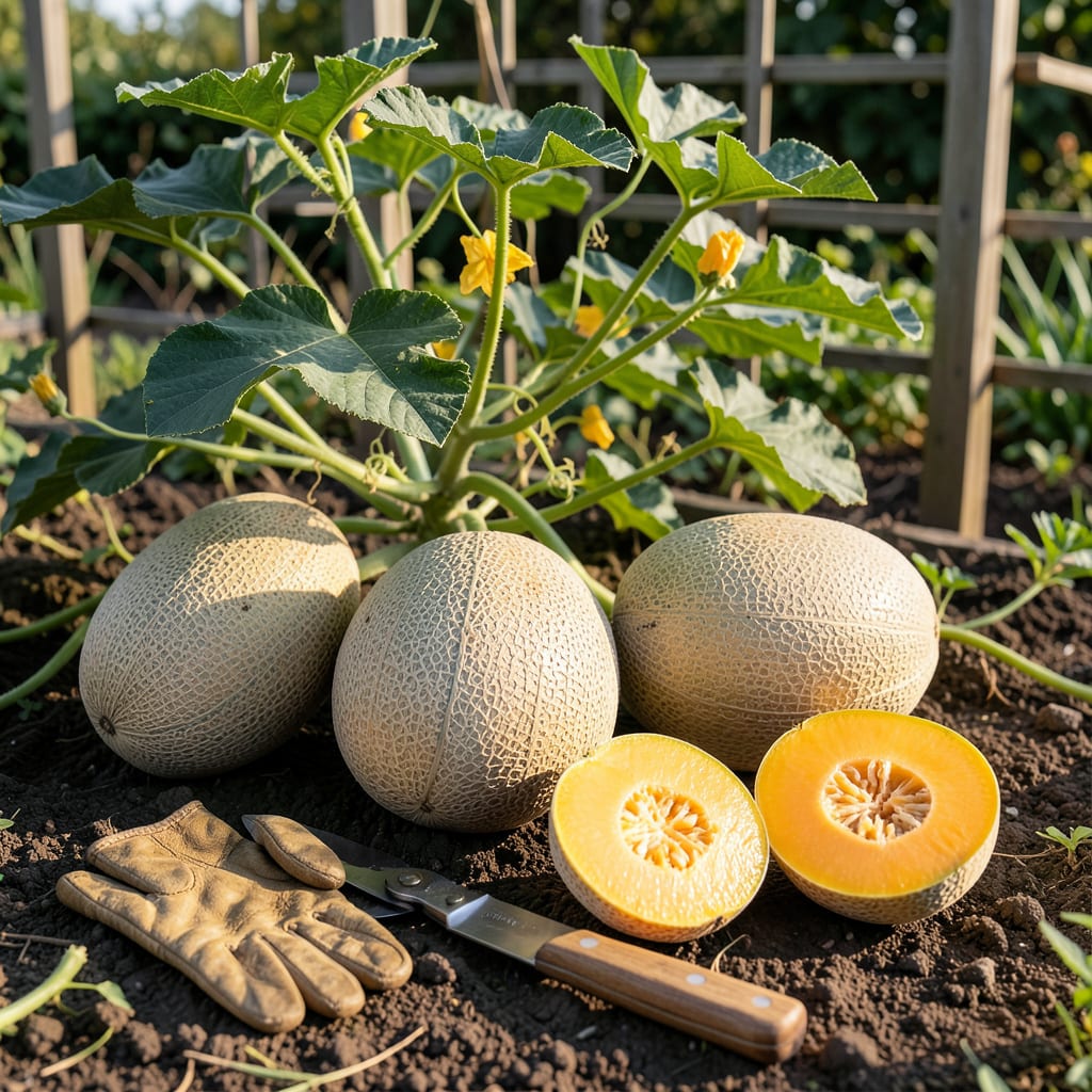 Visual representation of when to harvest cantaloupe melons