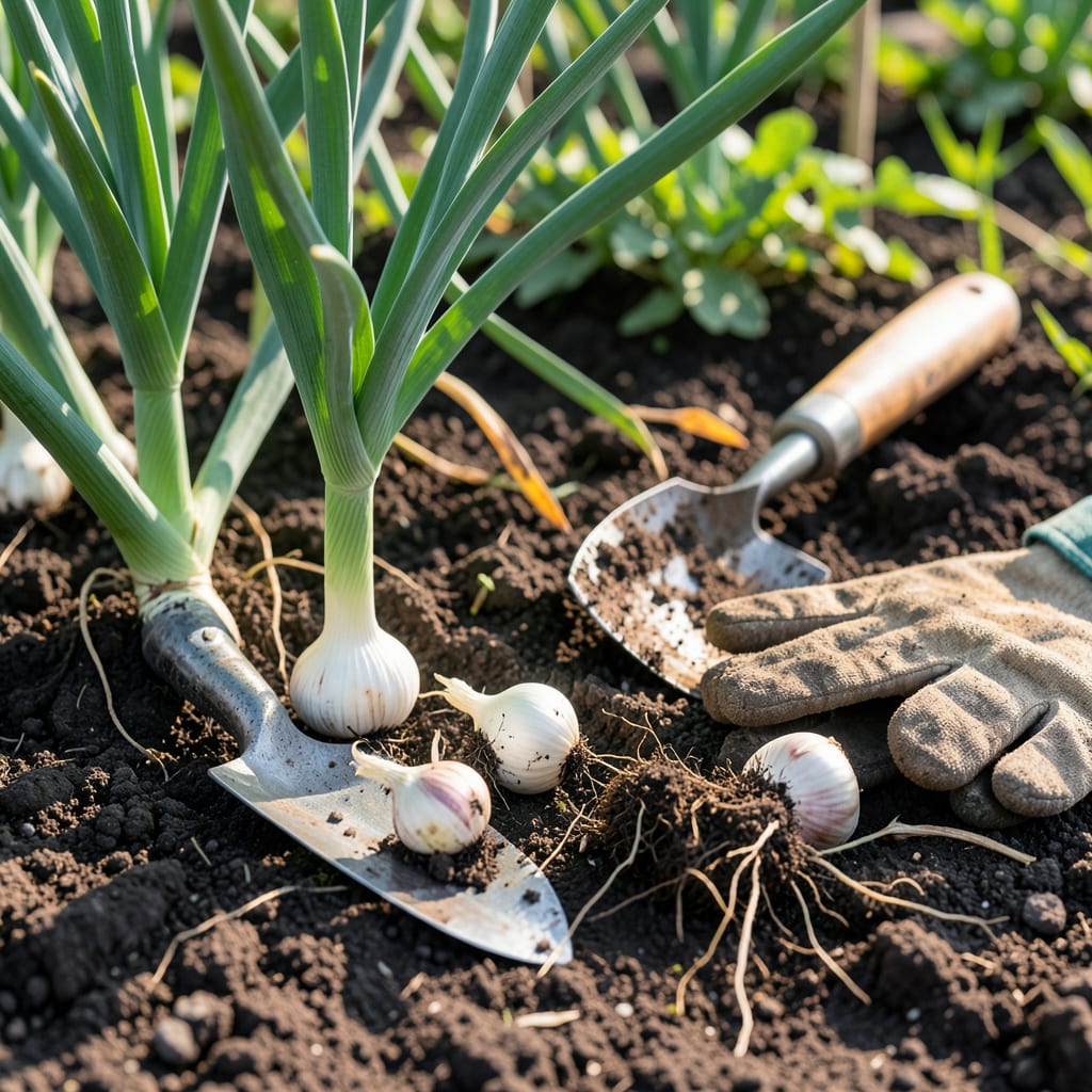 When to Harvest Garlic in NC: Seasonal Signs for Peak Flavor illustration with key details