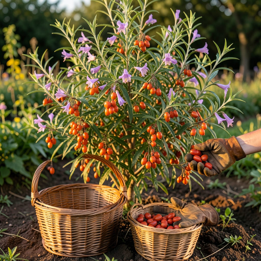 Visual representation of when to harvest goji berries