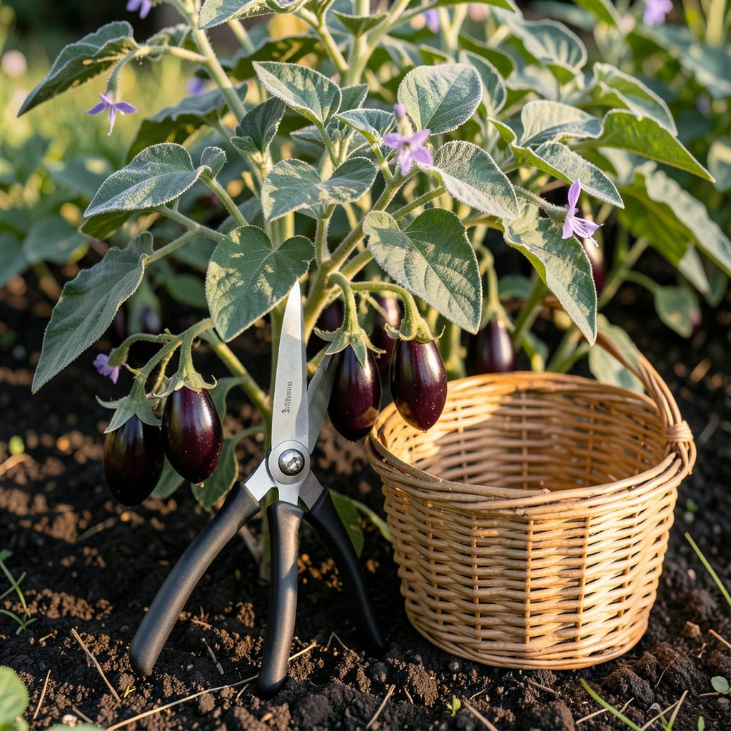 When to Harvest Japanese Eggplant: Size and Shine Clues for Gardeners example with annotations