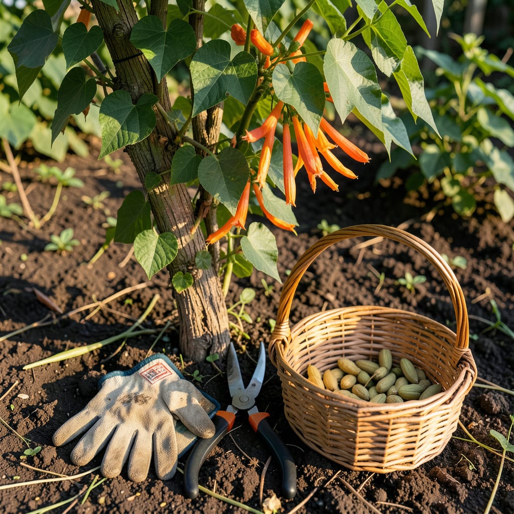 Visual representation of When to Harvest Trumpet Vine Seed Pods: Brown and Dry Is Ready