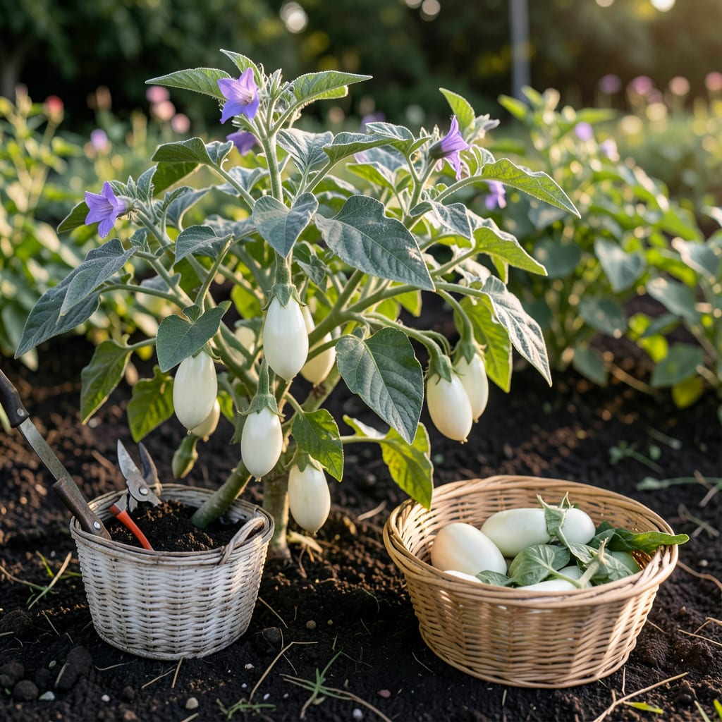 When to Harvest White Eggplant: Glossy Skin and Firm Test illustration with key details