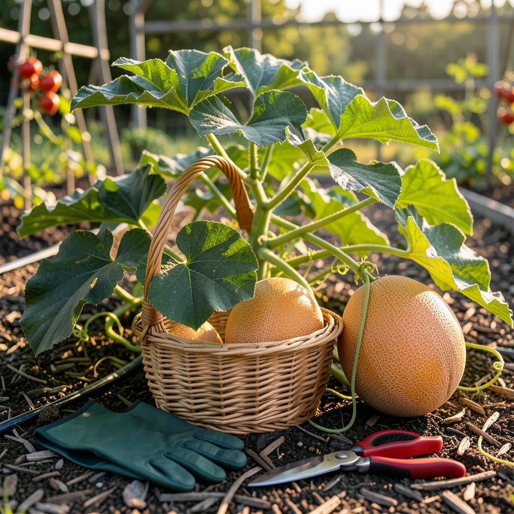 When to Pick a Cantaloupe: Perfect Ripeness Signs Every Gardener Needs example with annotations