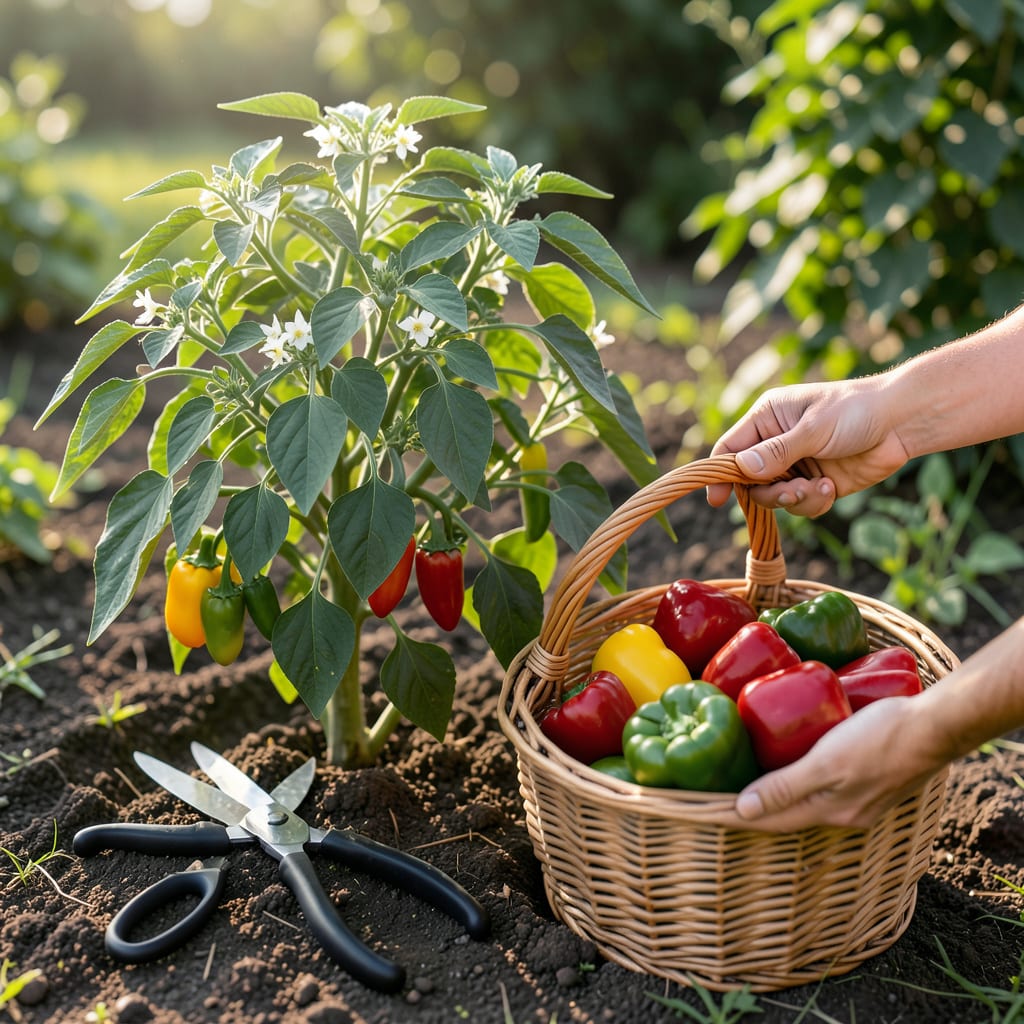 When to Pick Bell Pepper: Harvest at Full Size and Vibrant Color example with annotations