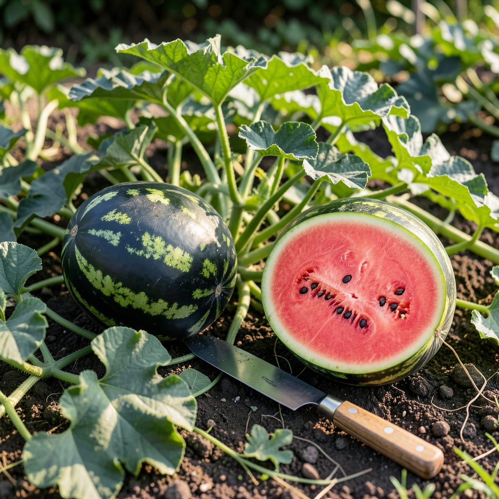 When to Pick Black Diamond Watermelon: Telling Signs for Sweet Harvest illustration with key details