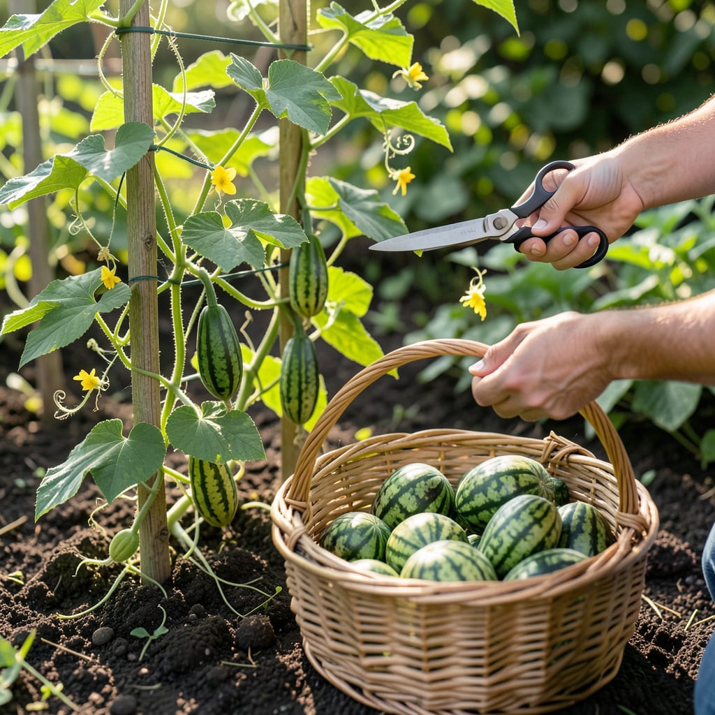 Visual representation of when to pick cucamelons