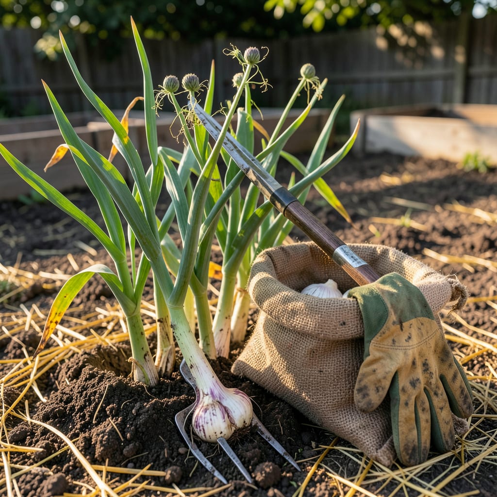 Visual representation of When to Pick Garlic: Harvest Timing for Perfect Flavor and Storage