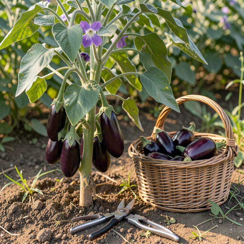Visual representation of When to Pick Ichiban Eggplant: Glossy Skin and Size Indicators