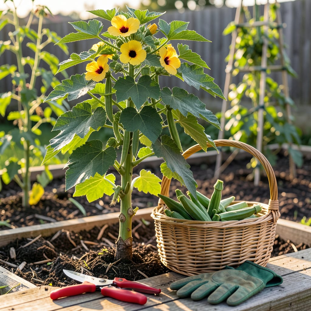 When to Pick Okra: Perfect Timing for Tender, Flavorful Pods illustration with key details