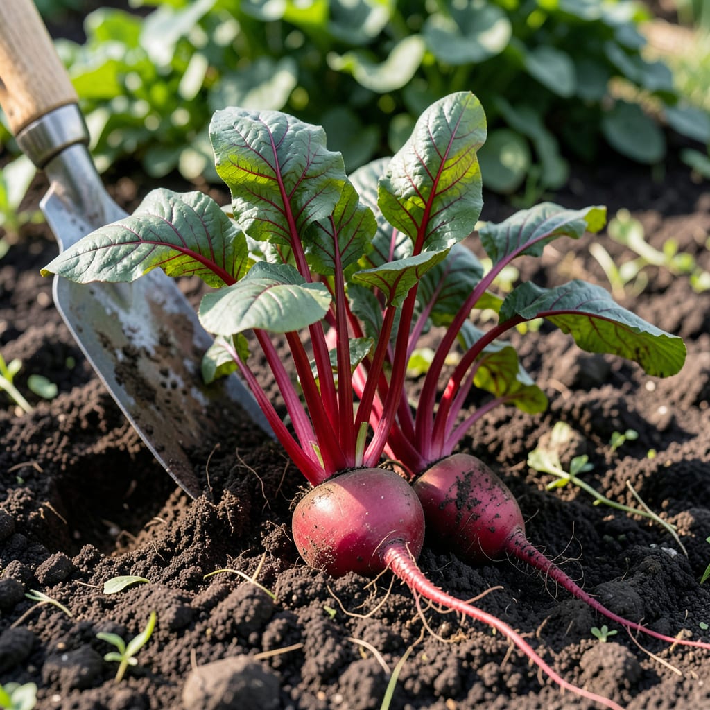 When to Pick Red Beets: Shoulder and Size Indicators for Gardeners illustration with key details