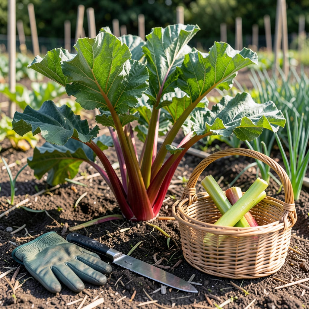 When to Pick Rhubarb: Perfect Timing for Sweetest Stalks illustration with key details