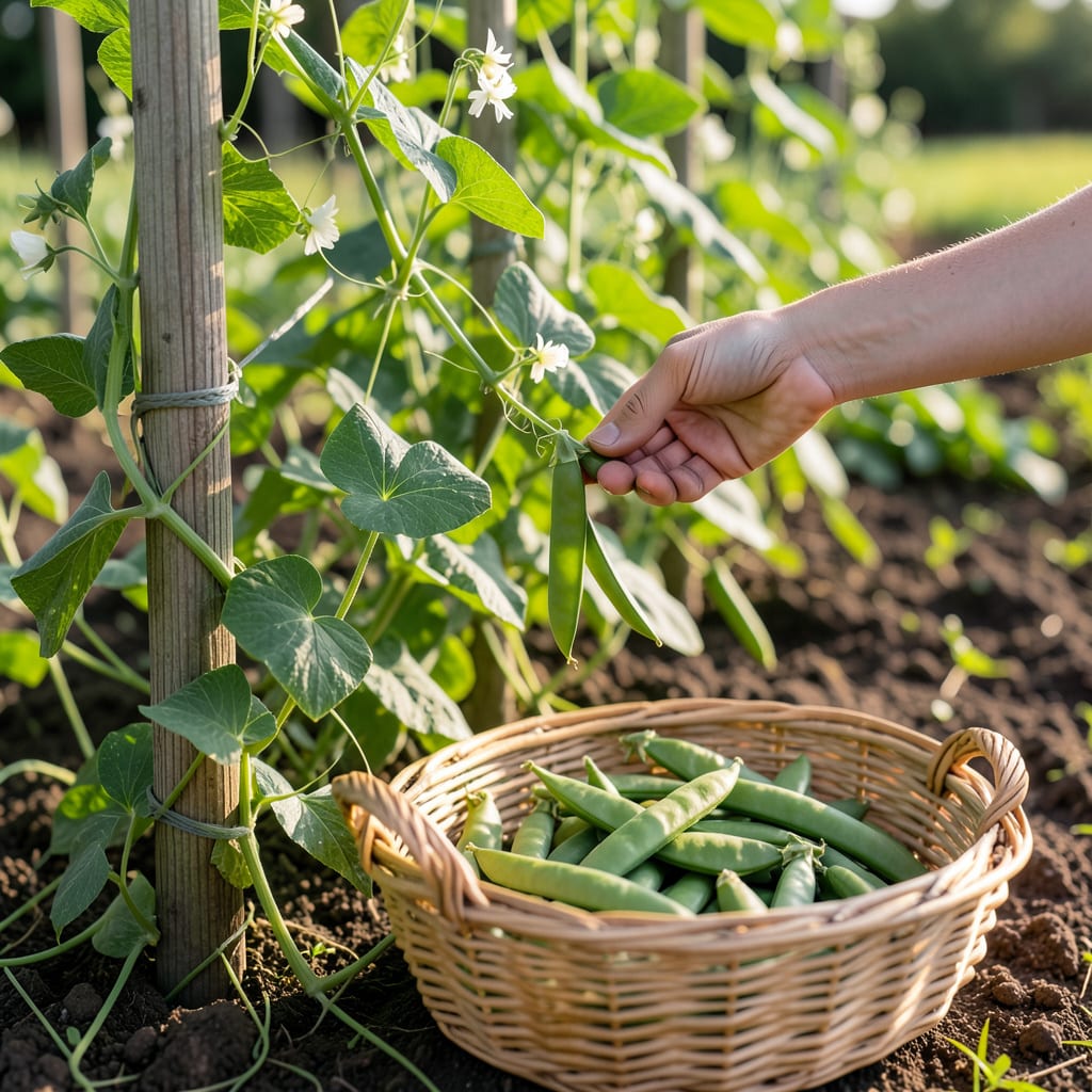When to Pick Snow Peas: Visual Cues for Perfect Harvest example with annotations