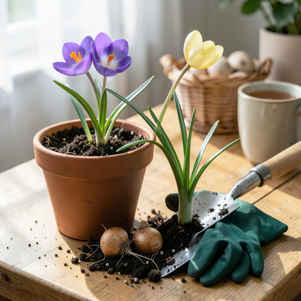 Visual representation of when to plant crocus bulbs in pots