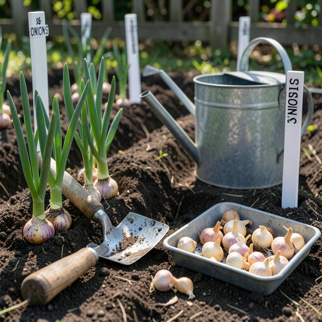 When to Plant Onions in Zone 8: Fall vs Spring for Bigger Bulbs example with annotations