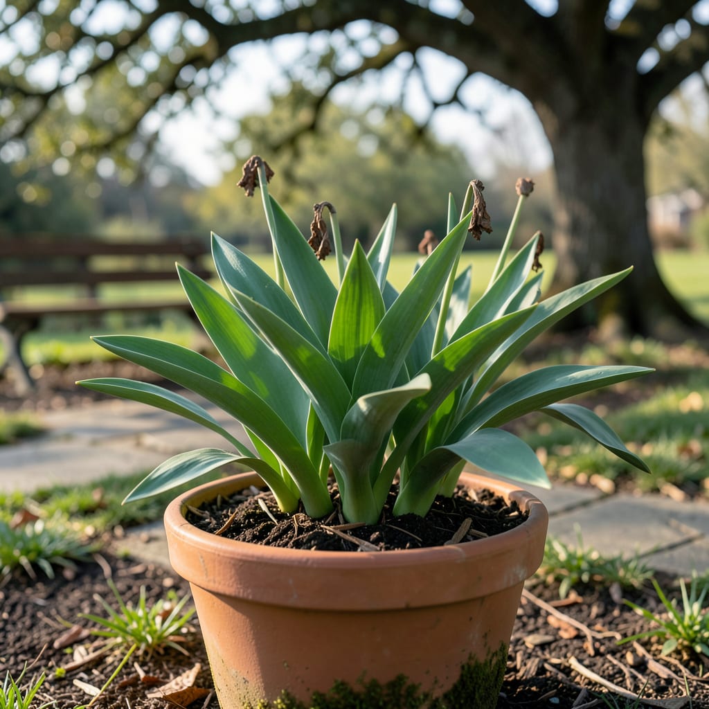 When to Plant Potted Tulips in the Ground: Fall Timing for Spring Blooms example with annotations