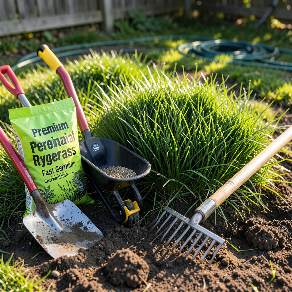 When to Plant Rye Grass in NC: Fall Timing for a Lush Winter Lawn illustration with key details