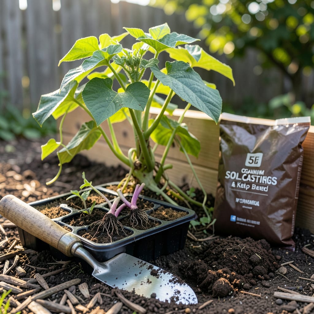when to plant sweet potatoes in ohio illustration with key details