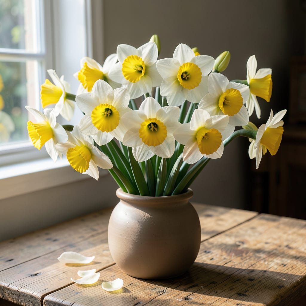 White and Yellow Daffodils: Cheerful Spring Blooms for Early Color example with annotations