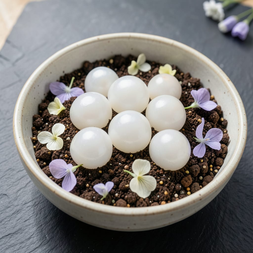 Visual representation of white fungus balls in soil