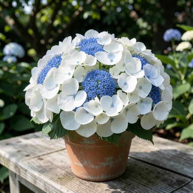 White Hydrangea With Blue Center: Striking Contrast for Garden Elegance White Hydrangea With Blue Center: Striking Contrast for Garden Elegance