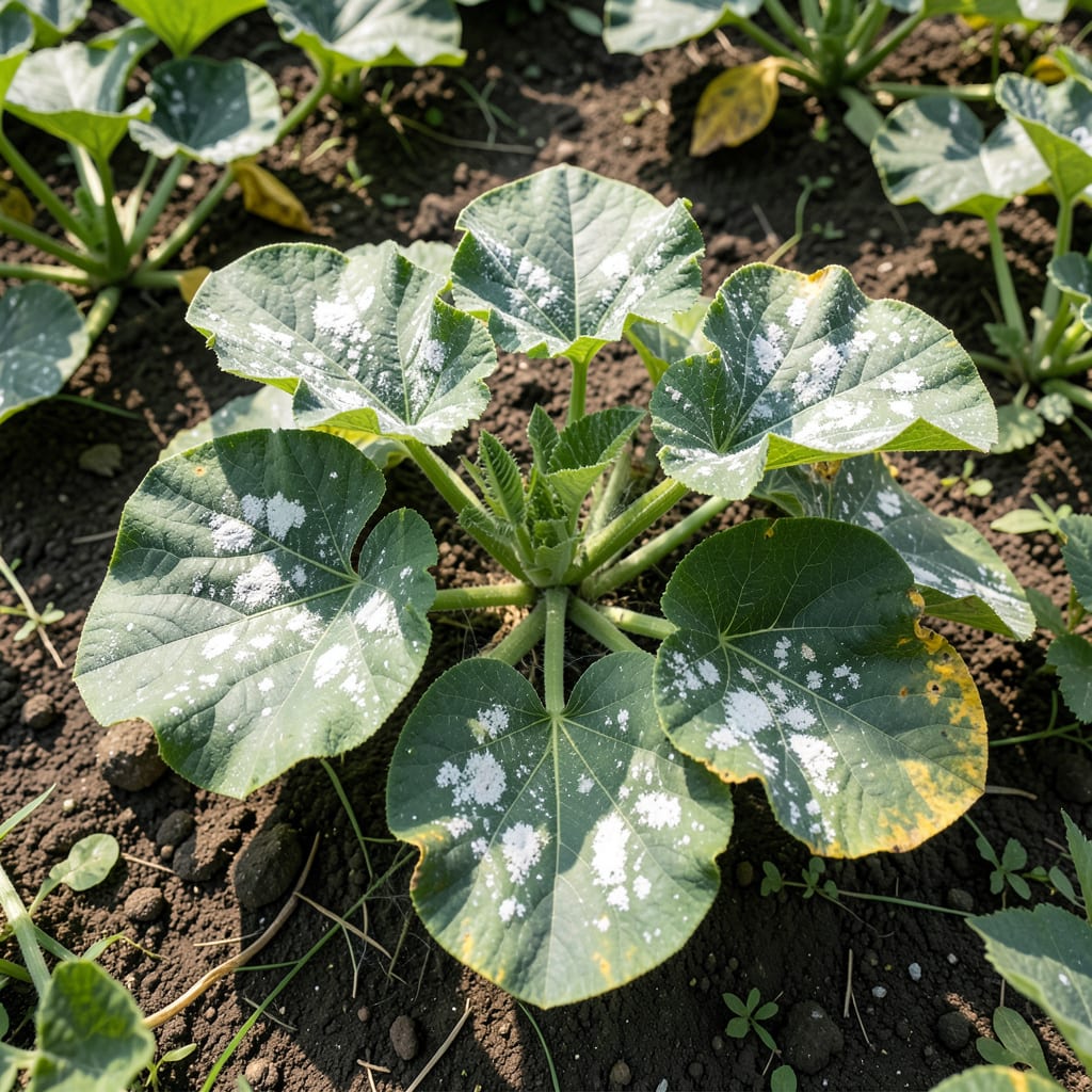 Visual representation of White Patches on Courgette Leaves: Common Causes and Quick Fixes