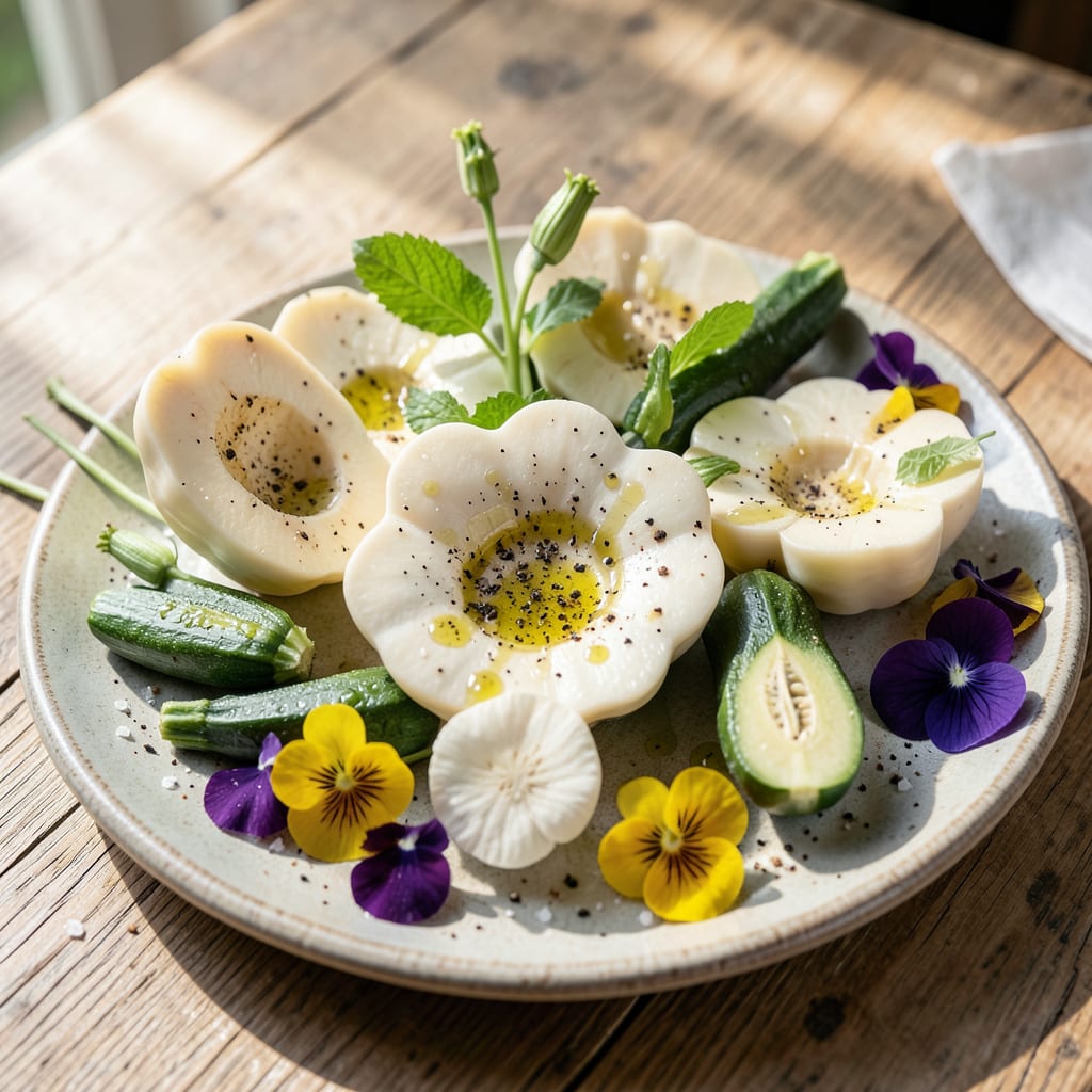 White Patty Pan Squash: Garden Fresh Harvest Tips for Sweet Flavor example with annotations