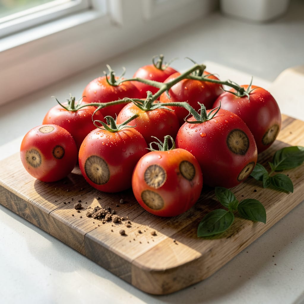 Visual representation of Why Do My Tomatoes Have Brown Spots on the Bottom: Blossom End Rot Causes and Fixes