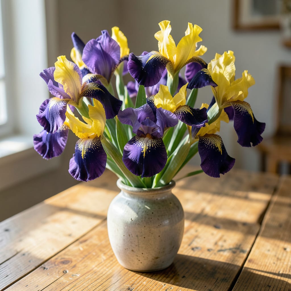 Complete yellow and blue iris overview image