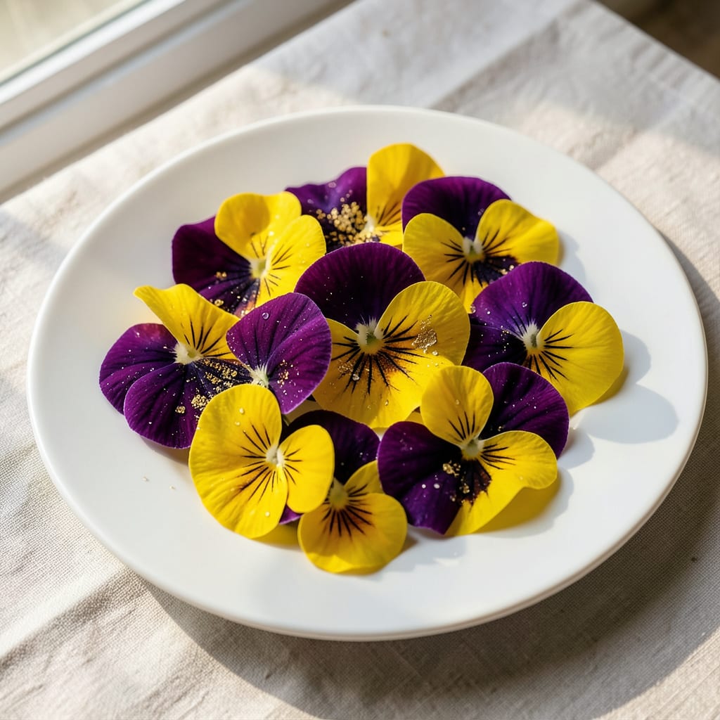 Yellow And Purple Pansy: Edible Flowers for Garden and Plate illustration with key details
