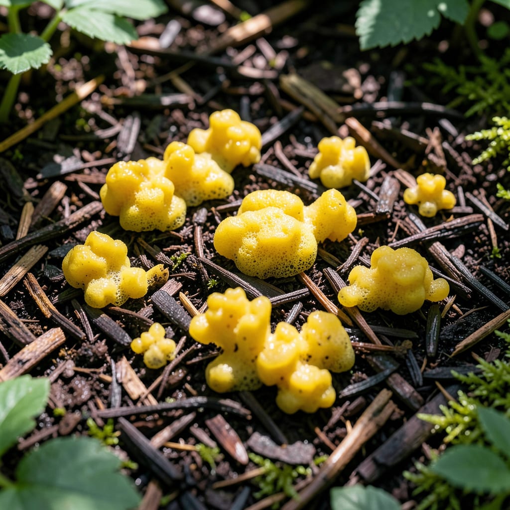 Yellow Foam Like Fungus in Mulch: Visual Guide to Safe Identification and Removal detailed visual guide