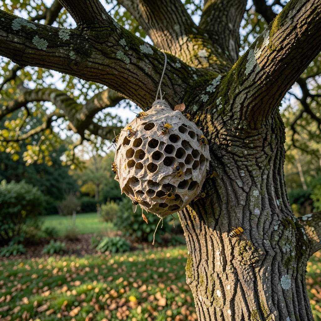 Yellow Jacket Nest in Tree: Safe Removal and Prevention Tips example with annotations