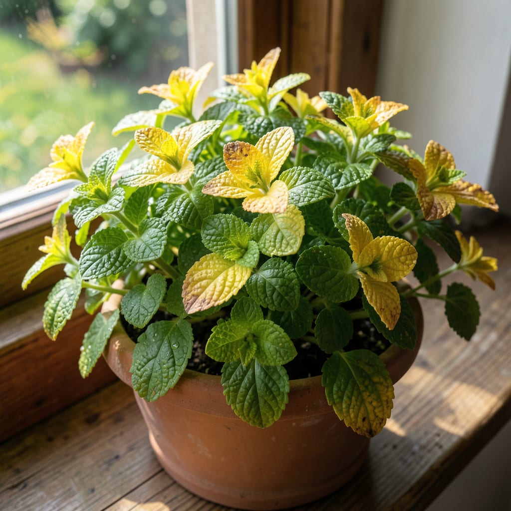 Yellow Leaves On Mint Plant: Nutrient Check And Watering Fixes example with annotations